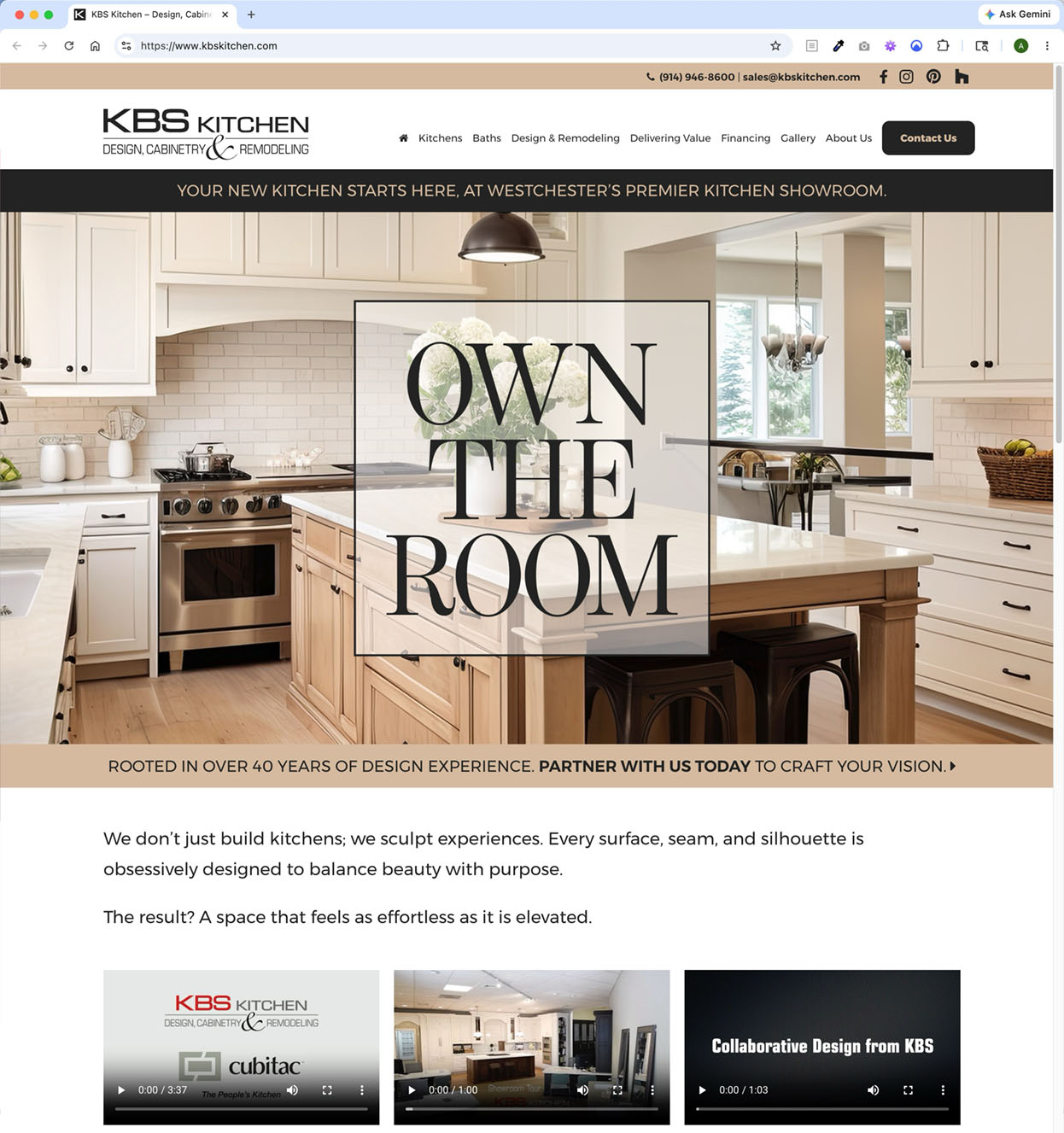 Website for KBS Kitchen, White Plains, NY